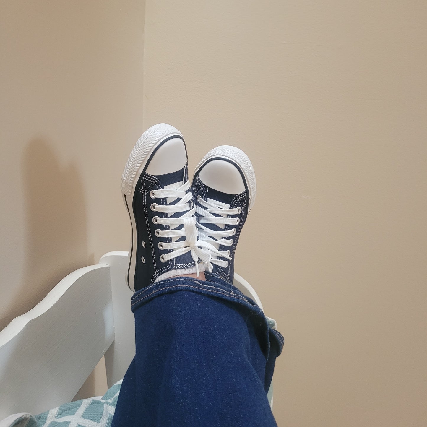 Lace Up Round Toe Canvas Sneakers.