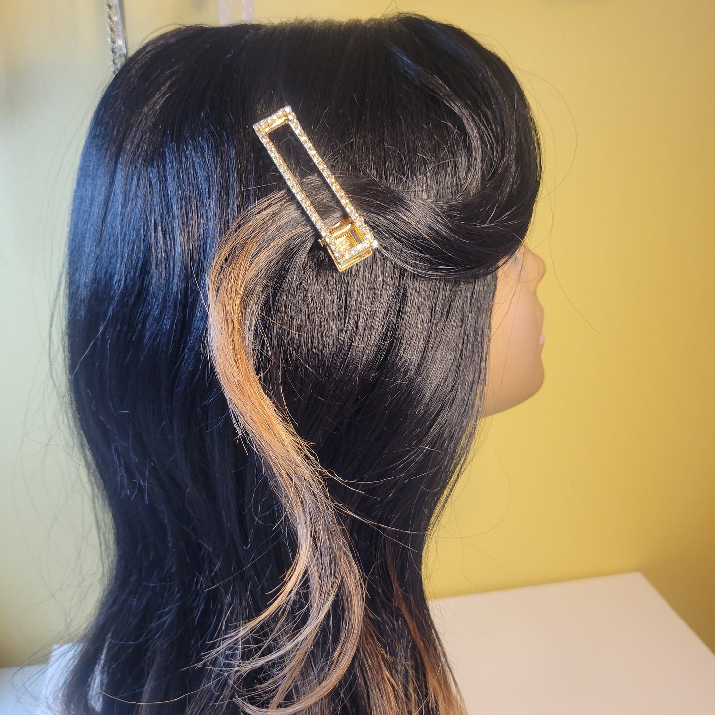 Open Rhinestone Rectangular Hair Clips