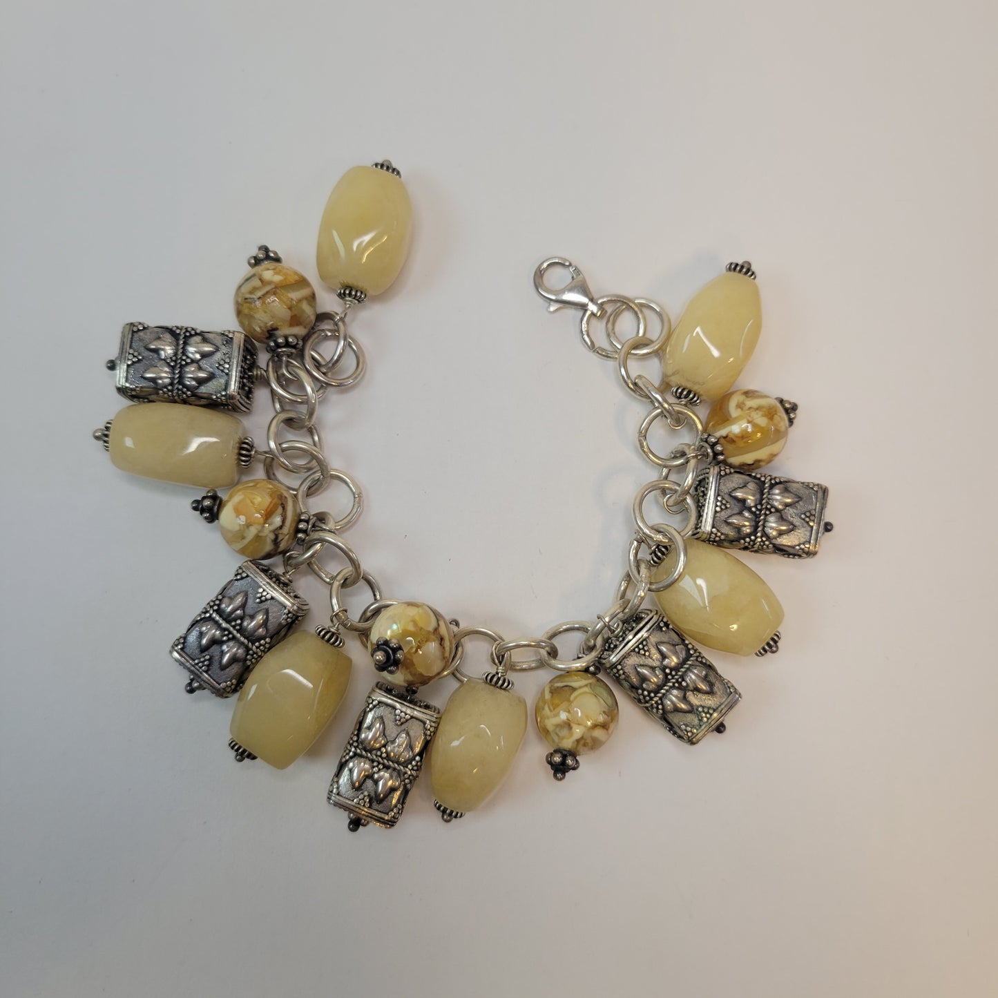 Cream Quartz Stone Bracelet. Handcrafted.