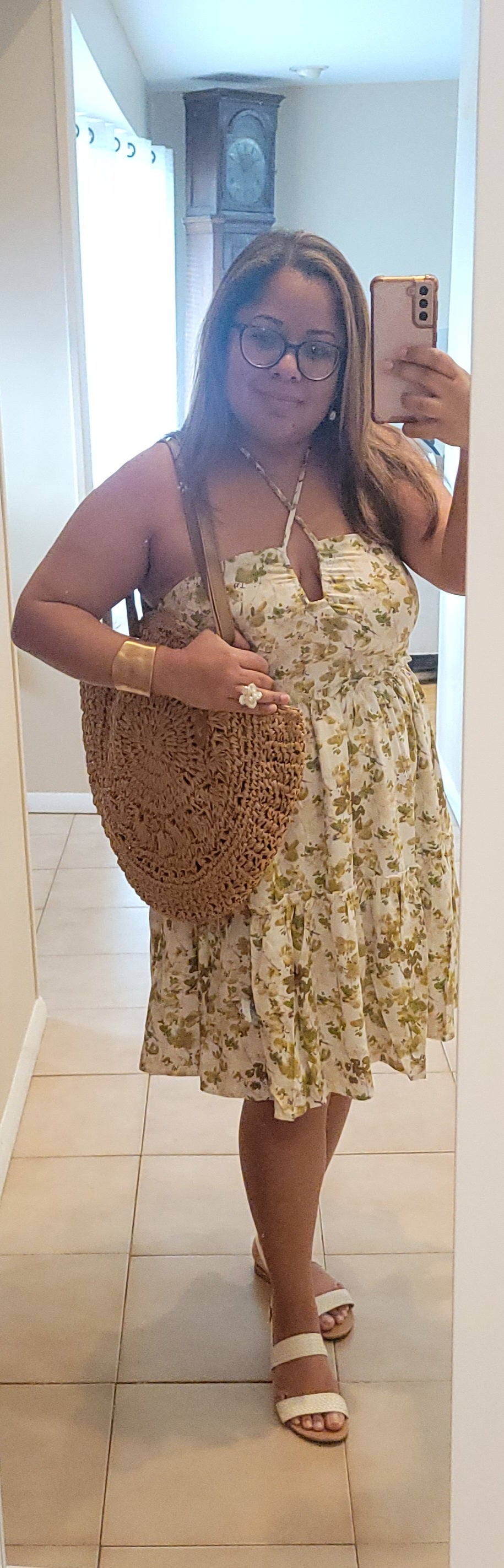 Floral Print Halter Neck Tiered Mini Dress