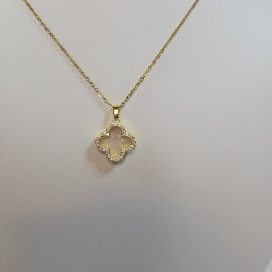 Dual Clove Rhinestone Pendant. Gold and Silver tones.
