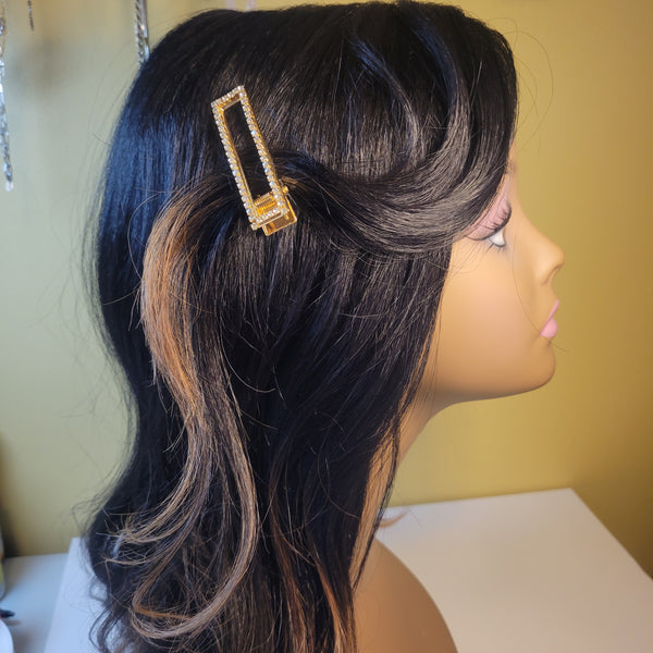 Open Rhinestone Rectangular Hair Clips