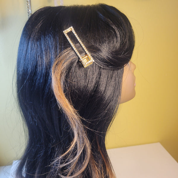 Open Rhinestone Rectangular Hair Clips