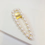 Gold Open Shape Pearl Barrette. Faux Pearls.